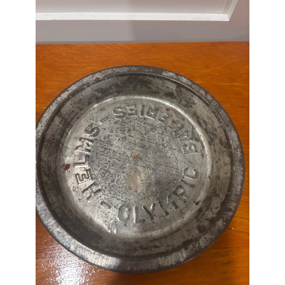 Vintage Helms Olympic Bakeries Tin Pie Pan 8 Inch Rustic Farmhouse Kitchen Decor